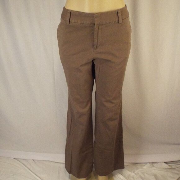 Eddie Bauer Mercer fit khaki pants Women's 12 Long wide leg dress pant slacks - Picture 1 of 6